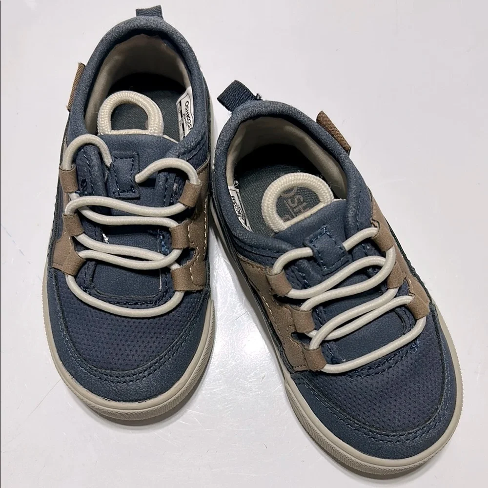OshKosh Forketa blue/brown slip on sneakers for toddler boys size 5M